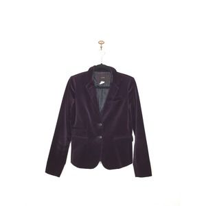 J. Crew Purple Eggplant Velvet Schoolboy Blazer Long Sleeve Pockets 4 Tall